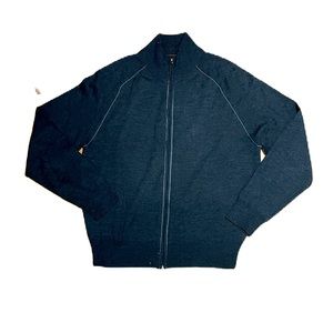 Joseph PSA Bank Merino Wool Blend Full Zip Sweater Jacket Mens Large Dar…